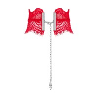 Obsessive Bergamore - csipkés nyakpánt lánccal (piros) S-L 78067 termék bemutató kép