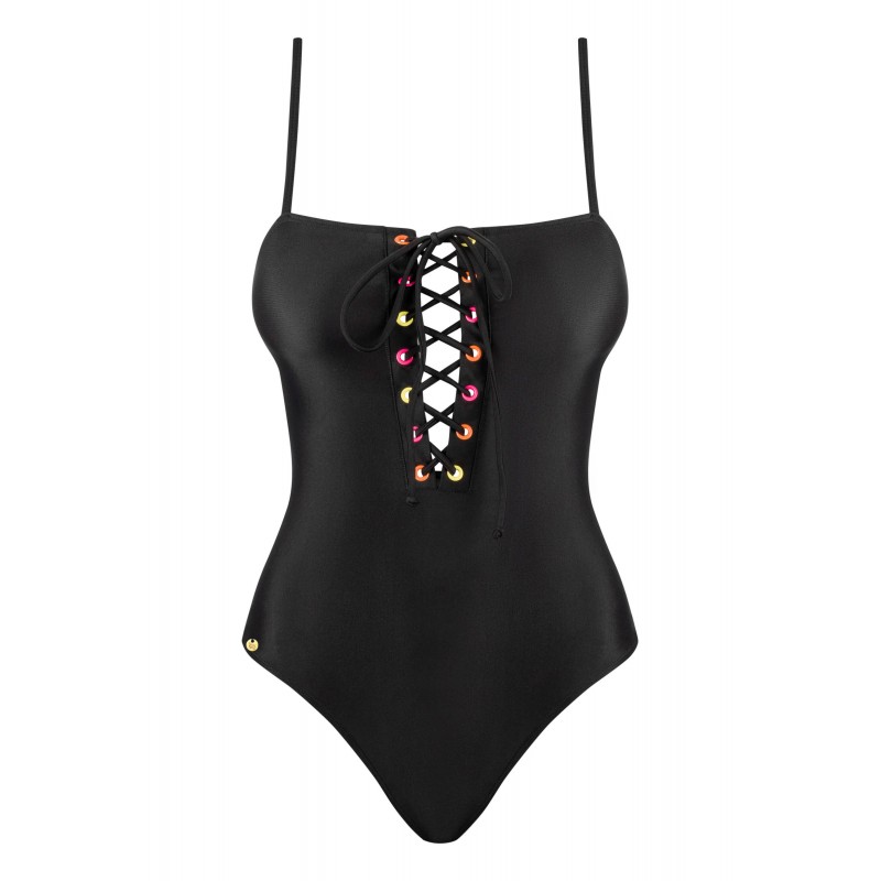 Obsessive Beverelle - fűzős, egyberészes fürdőruha (fekete) 38015 termék bemutató kép