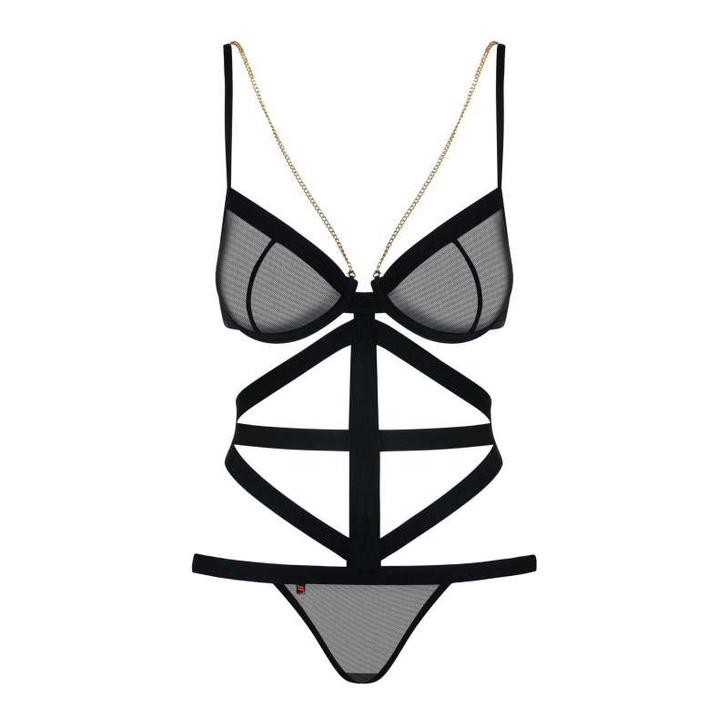 Obsessive Bondy - láncos-pántos body (fekete) 22652 termék bemutató kép