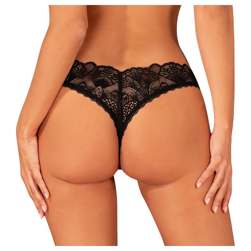 Obsessive Donna Dream - csipkés nyitott tanga (fekete) 103876 termék bemutató kép
