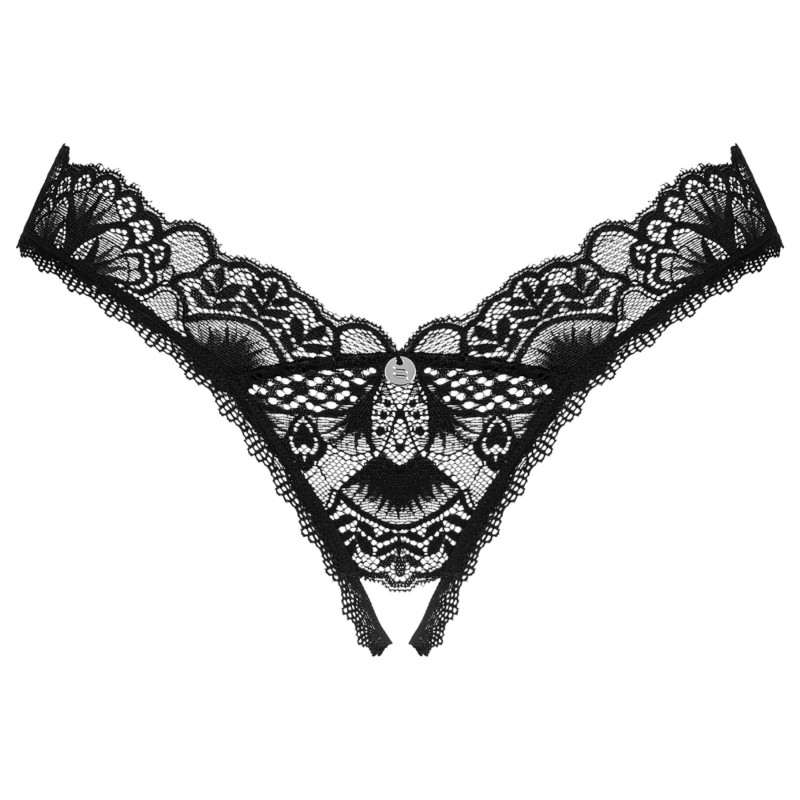 Obsessive Donna Dream - csipkés nyitott tanga (fekete) 103877 termék bemutató kép