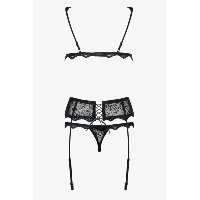 Obsessive Emperita - apró hímzéses fehérnemű szett (fekete) 27058 termék bemutató kép