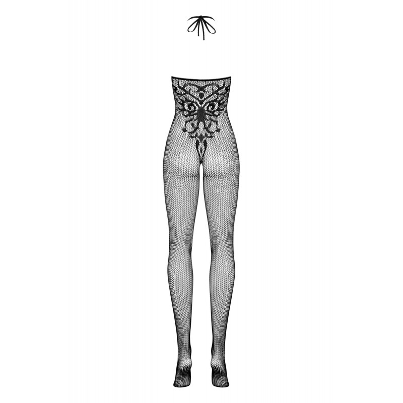 Obsessive G308 - mintás, nyakpántos necc overál - fekete (S-L) 26497 termék bemutató kép