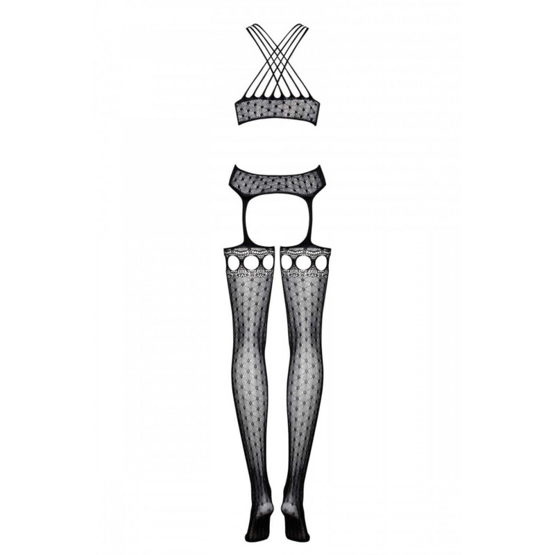 Obsessive G313 - fűzős, sokpántos csipke szett - fekete (S-L) 65235 termék bemutató kép