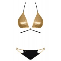 Obsessive Goldivia - fényes, nyakpántos bikini (arany-fekete) 55322 termék bemutató kép