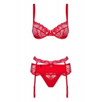 Obsessive Heartina - virágos fehérnemű szett szíves dísszel (piros) 22659 termék bemutató kép