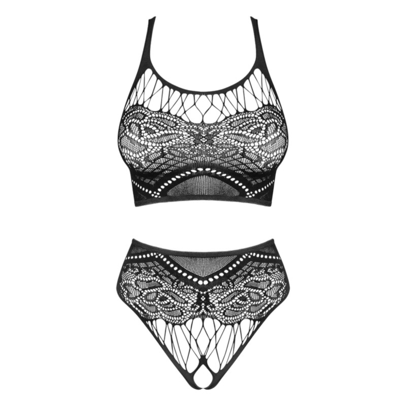 Obsessive K103 - rugalmas, nyitott necc szett (fekete) - S-L 90062 termék bemutató kép