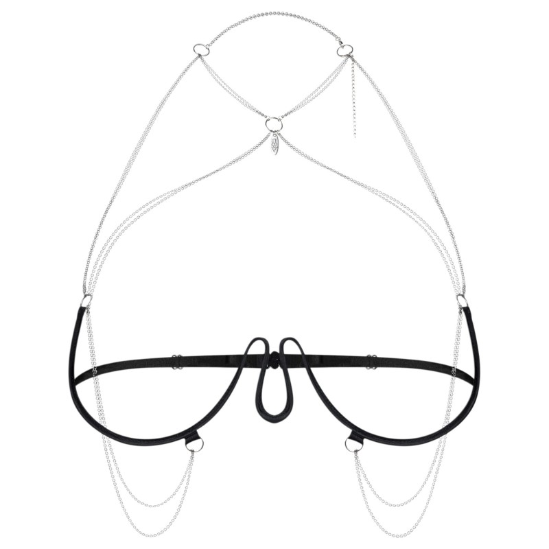 Obsessive - láncos hám melltartó - fekete (S-L) 123151 termék bemutató kép