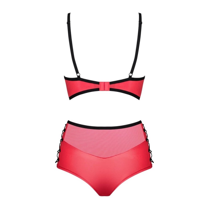Obsessive Leatheria - piros bőr hatású melltartó szett (S/M) 86081 termék bemutató kép