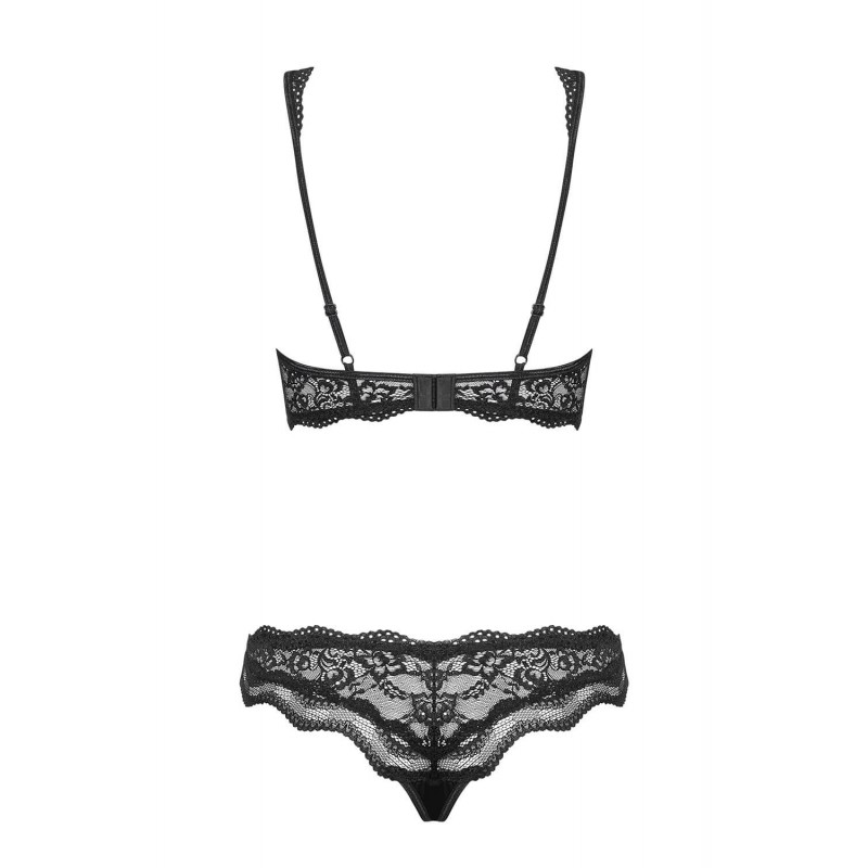 Obsessive Luvae - virágos, strasszos melltartó szett (fekete) 39224 termék bemutató kép