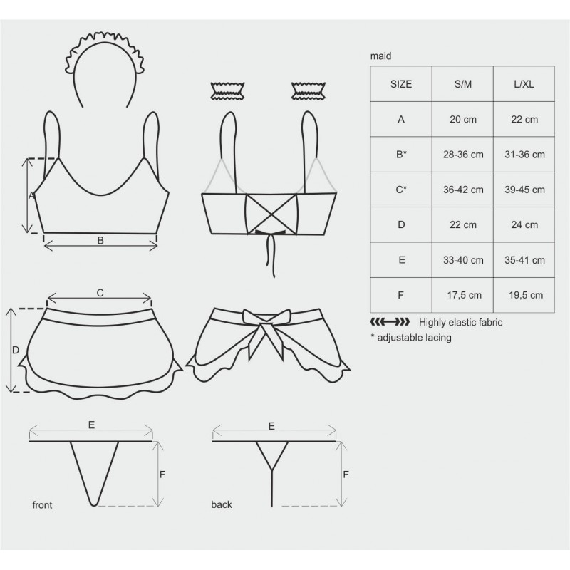 Obsessive Maid - szobalány jelmez szett (5 részes) 22935 termék bemutató kép