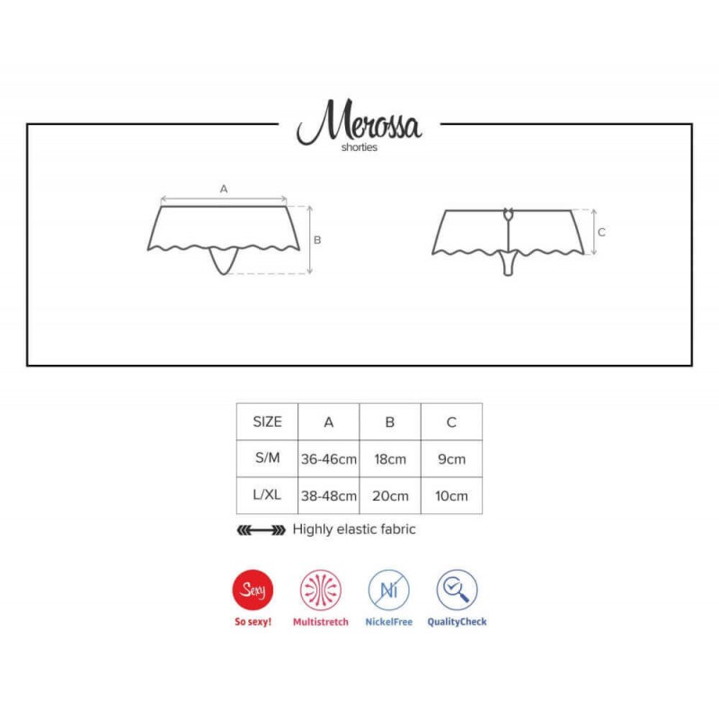 Obsessive Merossa - strasszos, nyitott női tanga - fekete 64932 termék bemutató kép