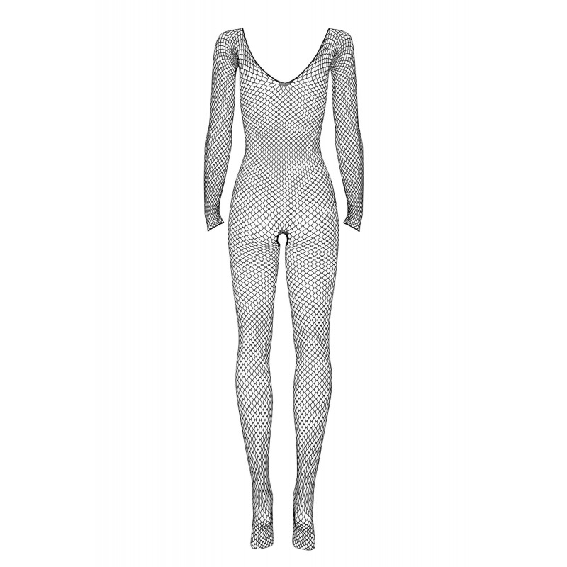 Obsessive N109 - hosszúujjú, nyitott necc overál - fekete (S-L) 22031 termék bemutató kép