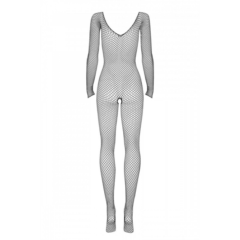 Obsessive N109 - hosszúujjú, nyitott necc overál - fekete (S-L) 65422 termék bemutató kép