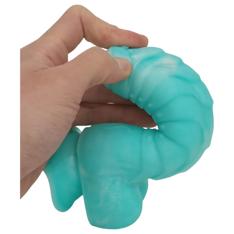 OgazR Sea Serpent - barázdált dildó - 17 cm (kék-fehér) 100523 termék bemutató kép