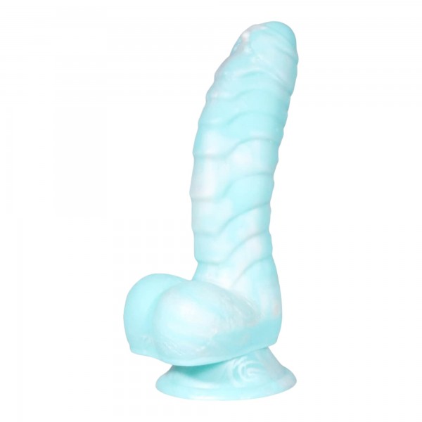 OgazR Sea Serpent - barázdált dildó - 17 cm (kék-fehér)