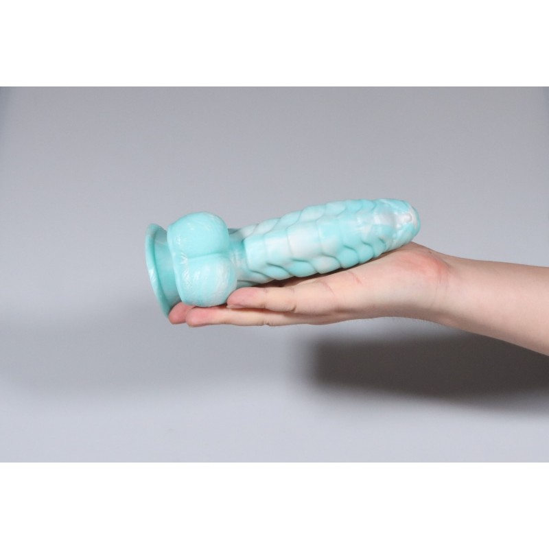 OgazR Sea Serpent - barázdált dildó - 17 cm (kék-fehér) 85643 termék bemutató kép