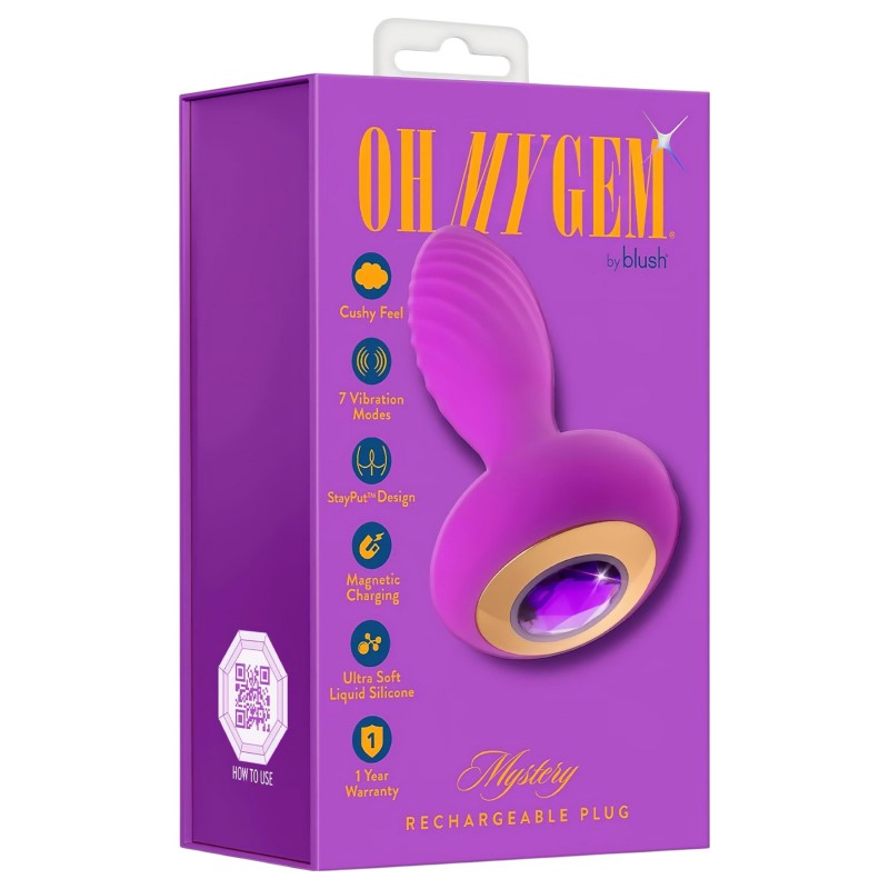 Oh My Gem - vibrációs anál plug kővel (lila) 120489 termék bemutató kép