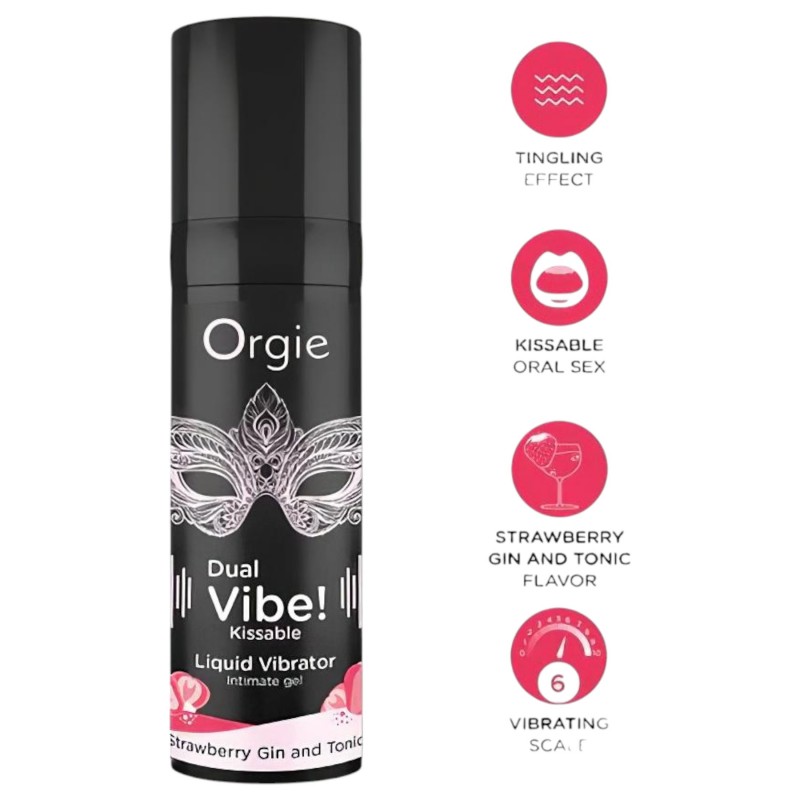 Orgie Dual Vibe - unisex folyékony vibrátor - Eper - Gin Tonic (15 ml) 118542 termék bemutató kép