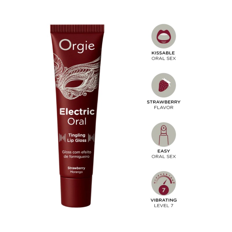 Orgie Electric Oral - bizsergető hatású ajakfény - eper (10 ml) 135379 termék bemutató kép
