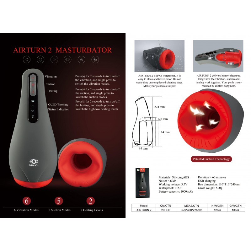 OTOUCH Airturn 2 - akkus szívó maszturbátor (fekete) 69073 termék bemutató kép