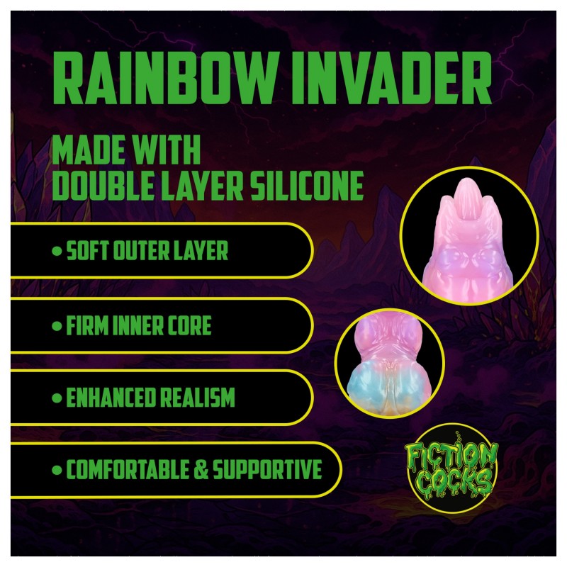 Ouch! Rainbow Invader - szilikon fantázia dildó (szivárvány) 167666 termék bemutató kép