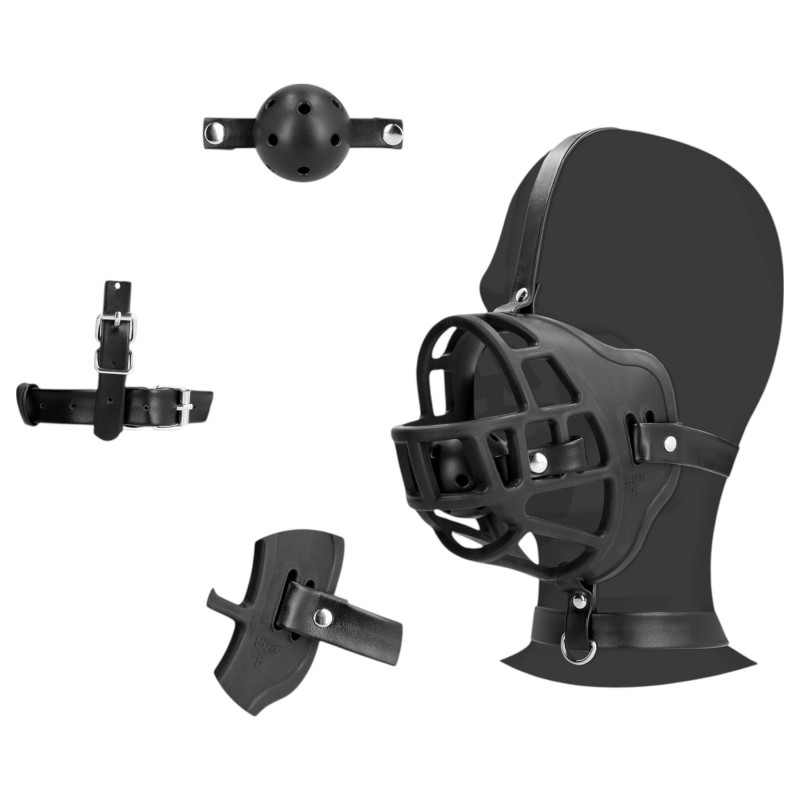 Ouch! - szájkosár, beépített szájpecekkel (fekete) 119853 termék bemutató kép