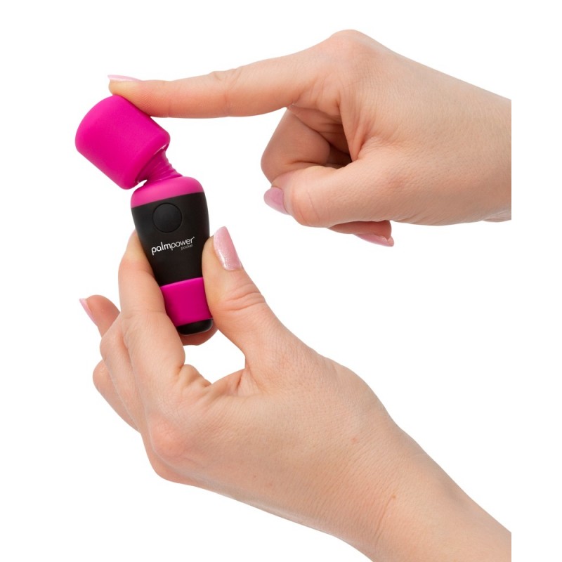 PalmPower Pocket Wand - akkus, mini masszírozó vibrátor (pink-fekete) 27524 termék bemutató kép