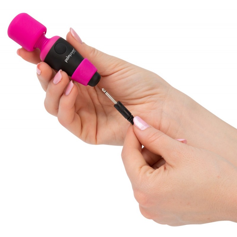 PalmPower Pocket Wand - akkus, mini masszírozó vibrátor (pink-fekete) 27525 termék bemutató kép