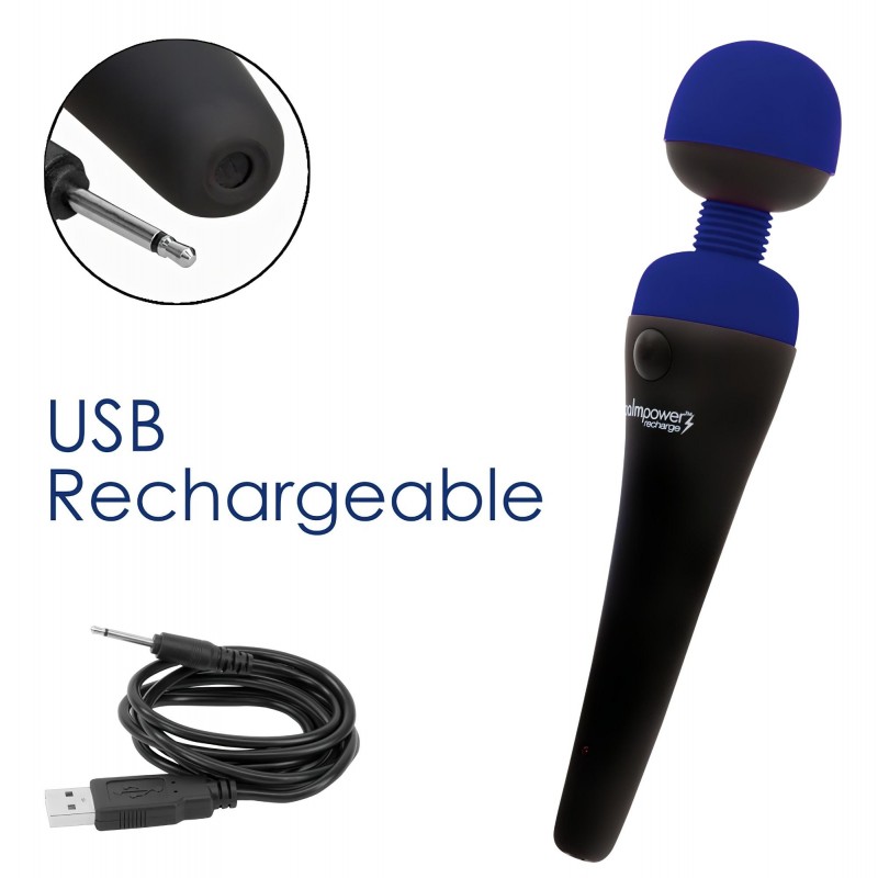 PalmPower recharge - akkus wand masszírozó vibrátor (kék) 164695 termék bemutató kép