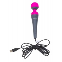 PalmPower Wand - USB-s masszírozó vibrátor powerbankkal (pink-szürke) 80794 termék bemutató kép
