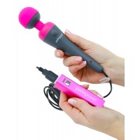 PalmPower Wand - USB-s masszírozó vibrátor powerbankkal (pink-szürke) 80795 termék bemutató kép