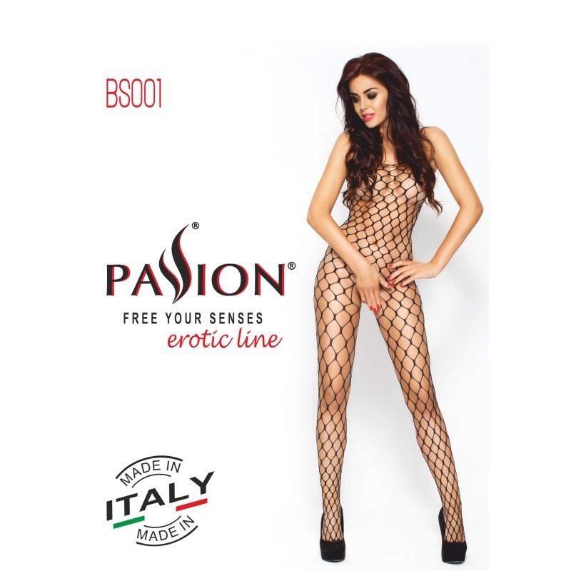 Passion BS001 - nagy szemű necc overál (fekete) - S-L 36590 termék bemutató kép