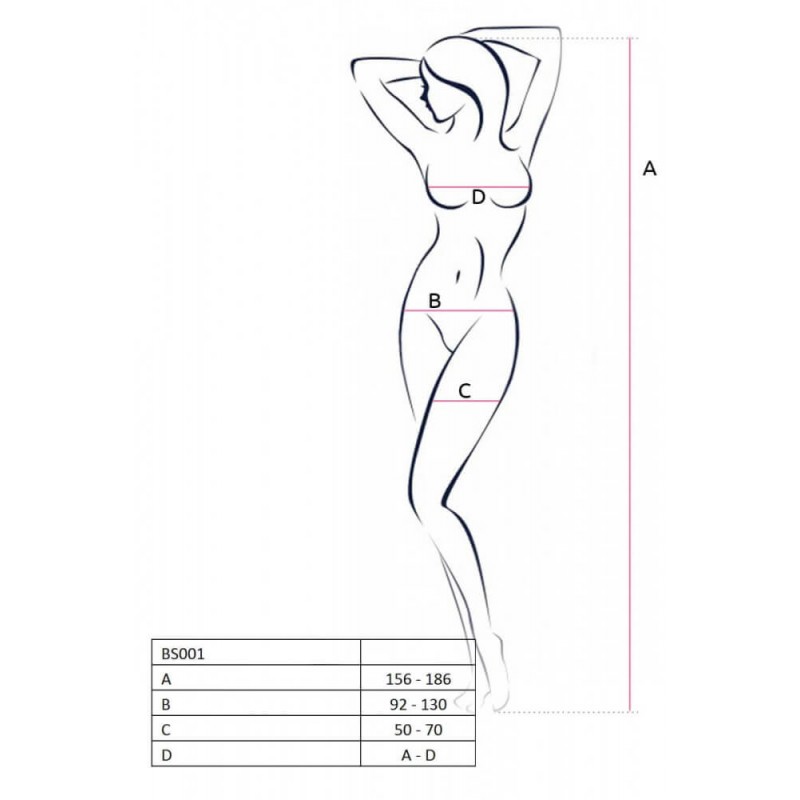 Passion BS024 - szív alakú hálós necc szett (fekete) - S-L 89248 termék bemutató kép