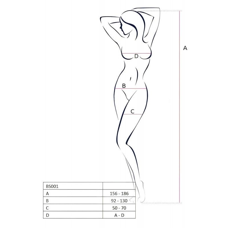 Passion BS024 - szív alakú hálós necc szett (fekete) - S-L 118094 termék bemutató kép