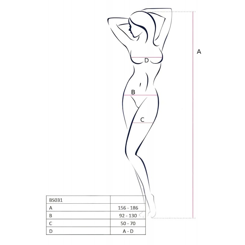 Passion BS032 - hálós nyitott necc overál (fekete) - S-L 115668 termék bemutató kép