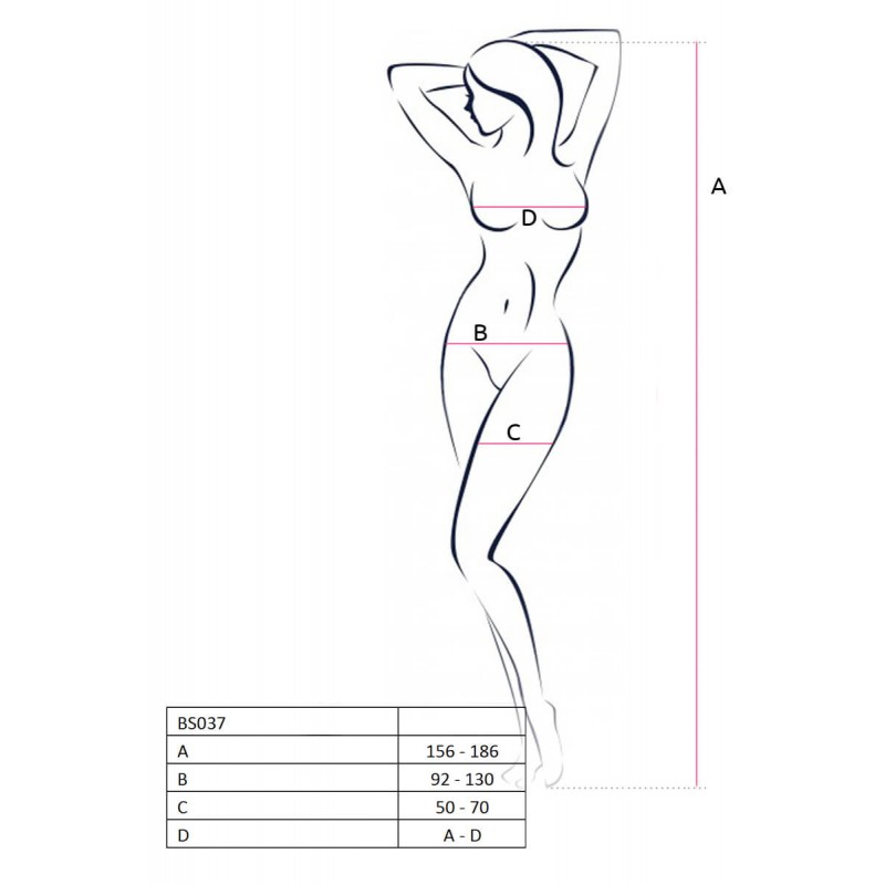 Passion BS037 - nyitott necc overall, változatos mintákkal (fehér) - S-L 58574 termék bemutató kép