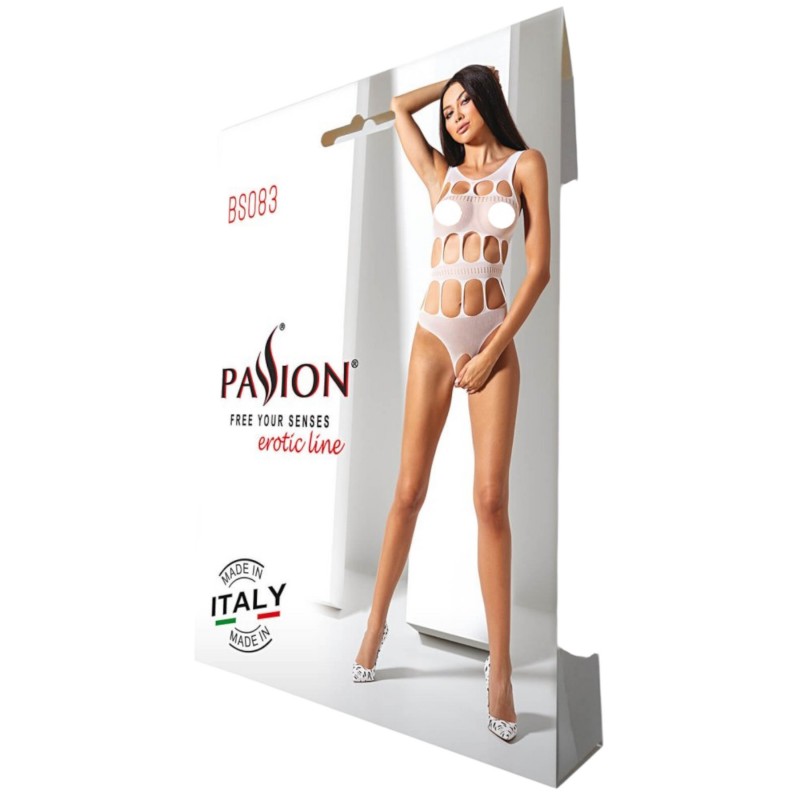 Passion BS083 - lyukacsos, nyitott, fehér body (S-L) 104606 termék bemutató kép