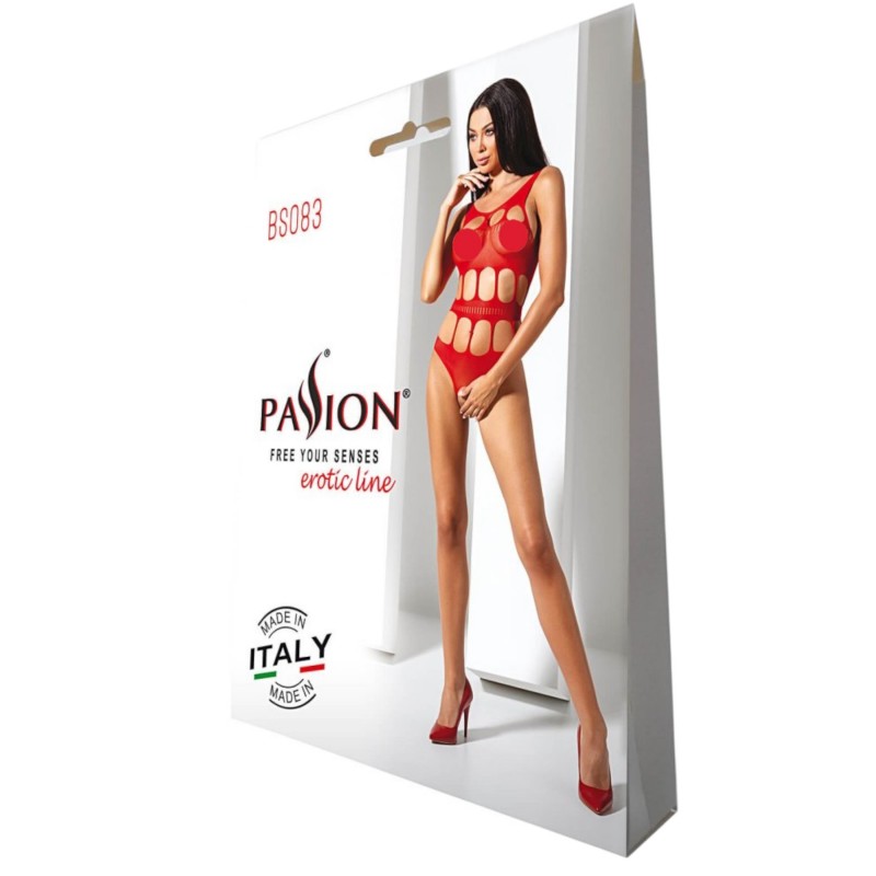 Passion BS083 - piros lyukacsos nyitott body (S-L) 153179 termék bemutató kép