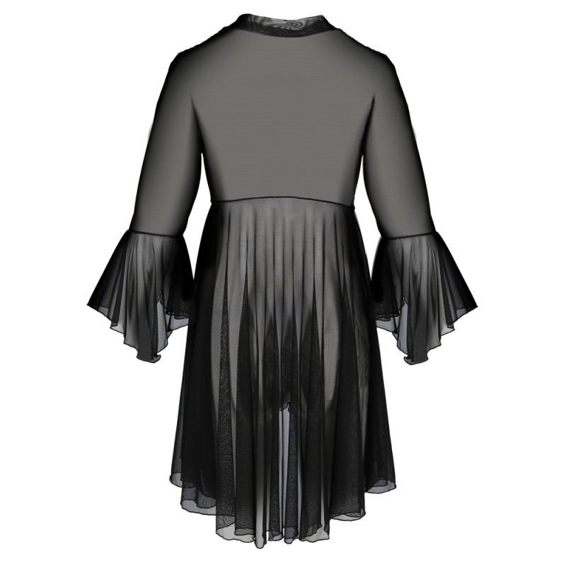 Passion Eco Primula - csipke köntös és tanga (fekete) 54549 termék bemutató kép