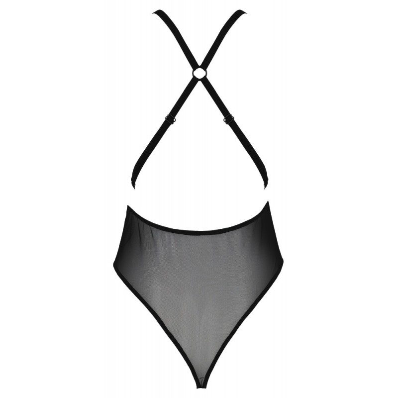 Passion Eco Zinnia - mélyen dekoltált, csipkés body (fekete) 79548 termék bemutató kép