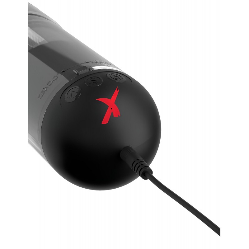 PDX Elite Extender Pro - akkus, szívó-rezgő maszturbátor (fekete) 156122 termék bemutató kép