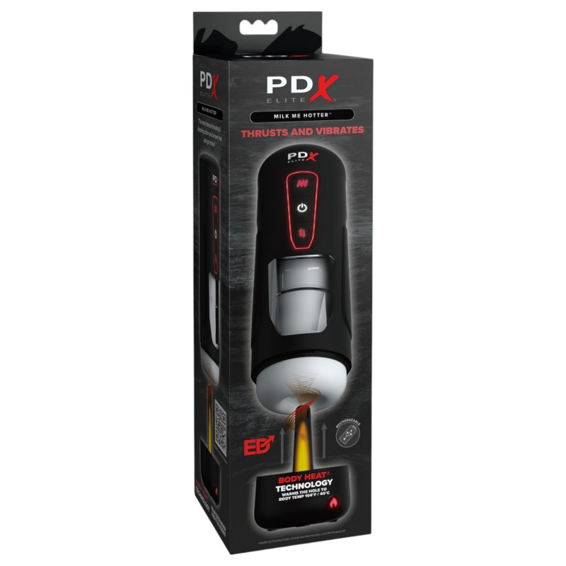 PDX Elite Milk Me Hotter - melegítő maszturbátor (fekete) 99632 termék bemutató kép