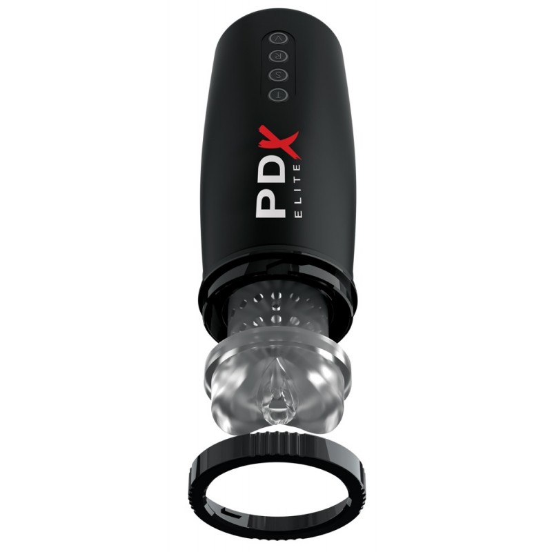 PDX Elite Moto Bator 2 - szívó, fel-le mozgó műpunci (fekete) 80592 termék bemutató kép