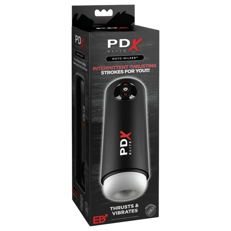 PDX Elite Moto Milker - lökő-rezgő maszturbátor (fekete) 111598 termék bemutató kép