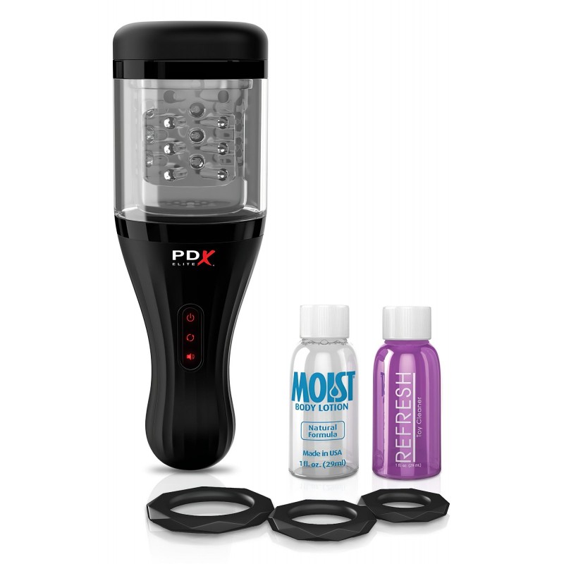 PDX Elite Rotobator - művagina, maszturbátor férfiaknak (átlátszó-fekete) 154961 termék bemutató kép