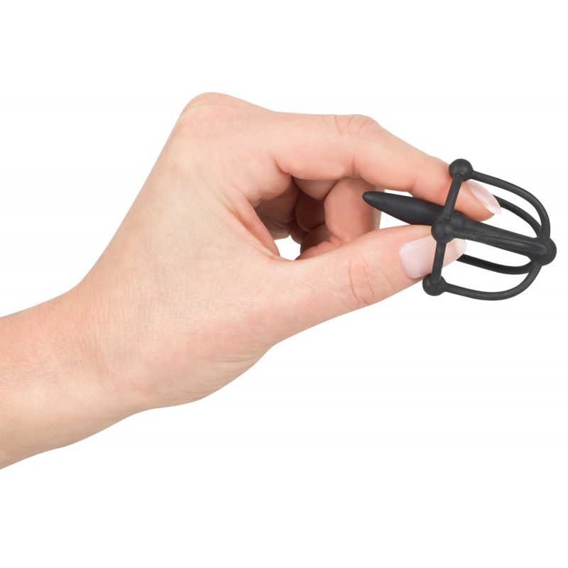 Penisplug - szilikon makk ketrec dilátorral (fekete) 58064 termék bemutató kép