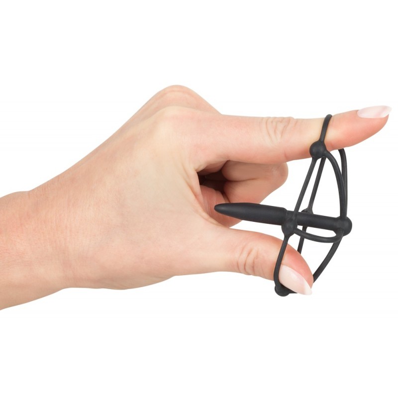 Penisplug - szilikon makk ketrec dilátorral (fekete) 33981 termék bemutató kép