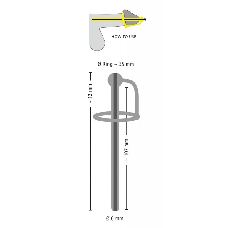 Penisplug - szilikon makkgyűrű üreges dilátorrall (fekete) 37647 termék bemutató kép