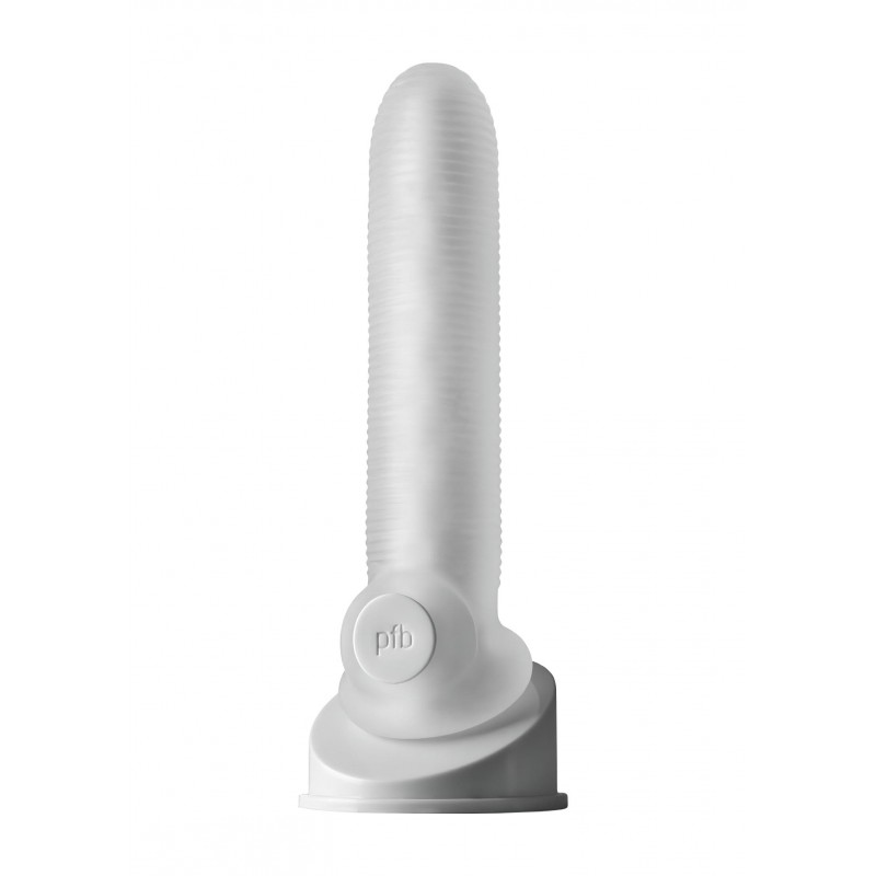 Perfect Fit Fat Boy Micro Ribbed - fehér vastagító péniszköpeny (19 cm) 158743 termék bemutató kép